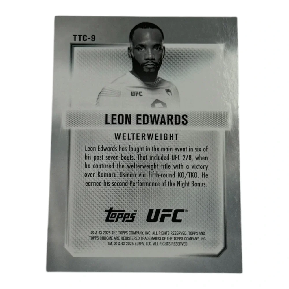 2024 Topps Chrome UFC Leon‎ Edwards Top of the Class TTC-9 Welterweight Card